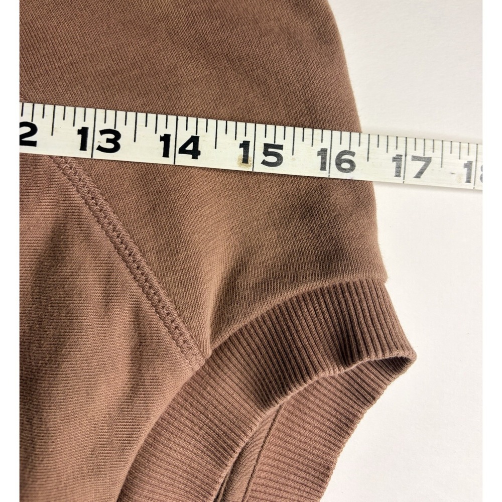 Gymshark‎ Cropped Sweatshirt Women M Brown Pullover Crew Neck Logo Athletic Gym - Picture 6 of 6